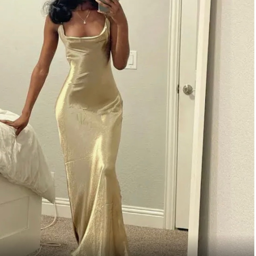 Gold Satin Slip Dress